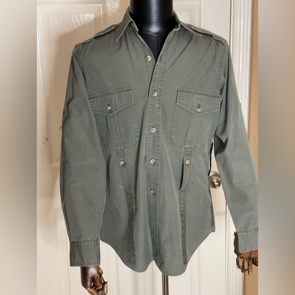 VTG Willis & Geiger Women’s Olive Button Down Long Sleeve Shirt Sz Large - Picture 4 of 11